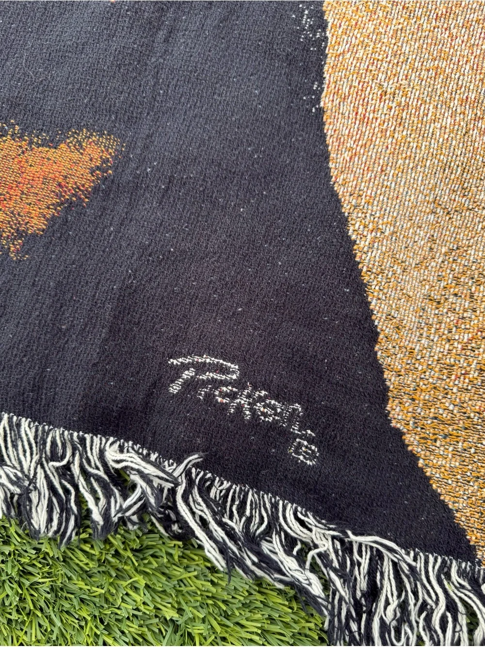 Vintage Rottweiler Dog Woven Tapestry Throw Blanket Fringed 58x46 Signed Pakel